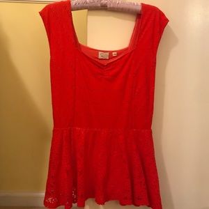 Anthropology red peplum shirt